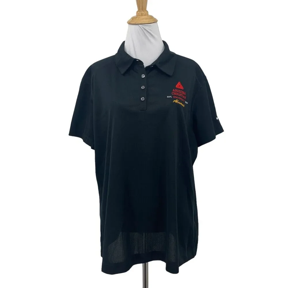 Nike Arizona Christian University Polo Shirt Womens XXL Black Performance Golf